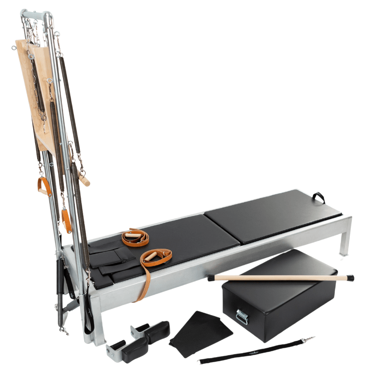 Реформер с кожаными ручками, кленовой перекладиной и сидячим ящиком