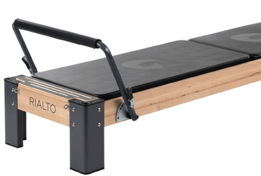 Black twin mats on Rialto Reformer for Pilates exercises.